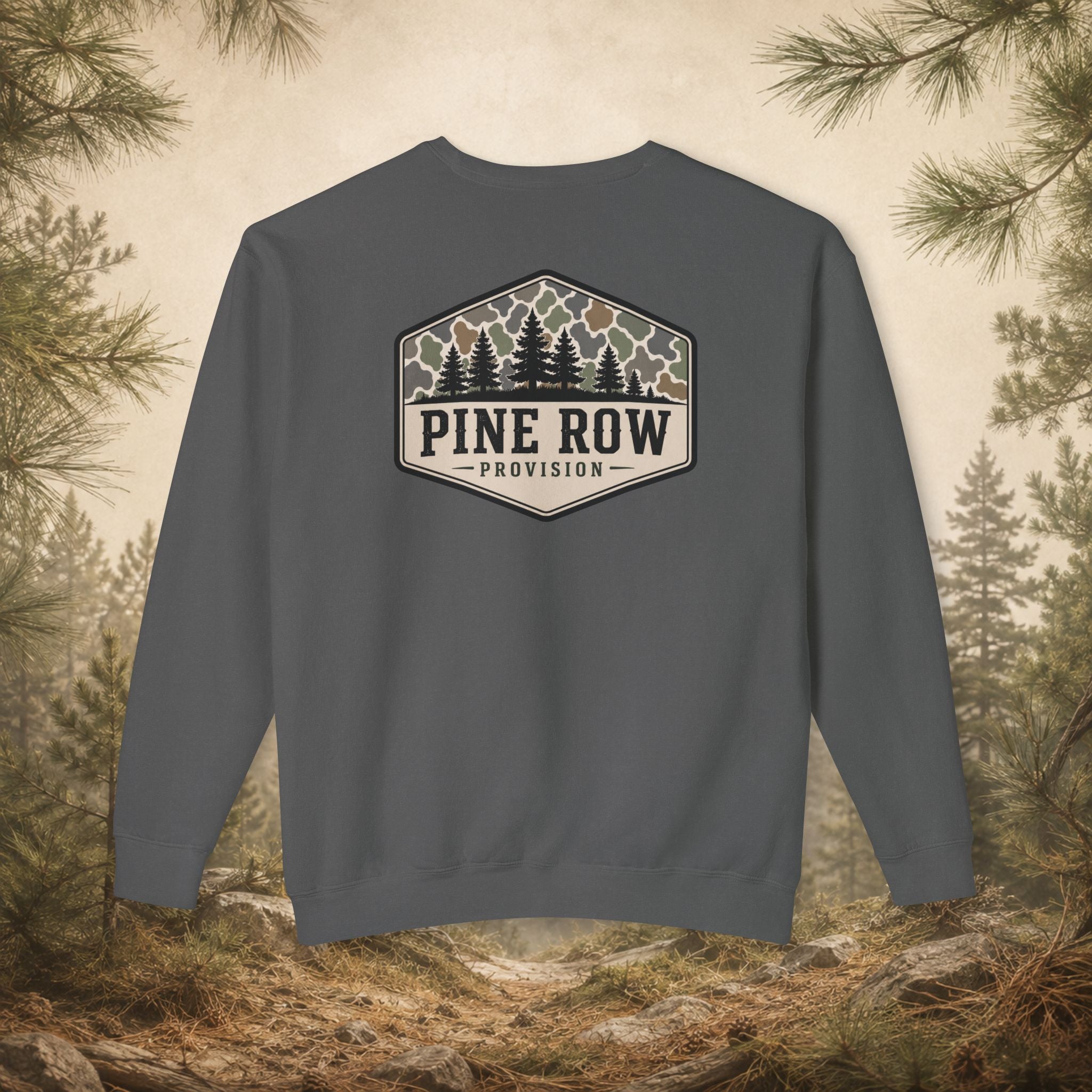 Pine Row Vintage Camo Logo Shield Crewneck Sweatshirt