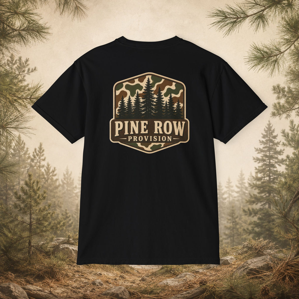 Pine Row Vintage Camo Logo Pocket T-Shirt