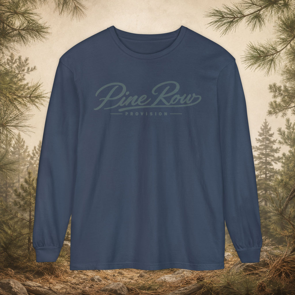 Pine Row Script Storm Blue Long Sleeve T-Shirt