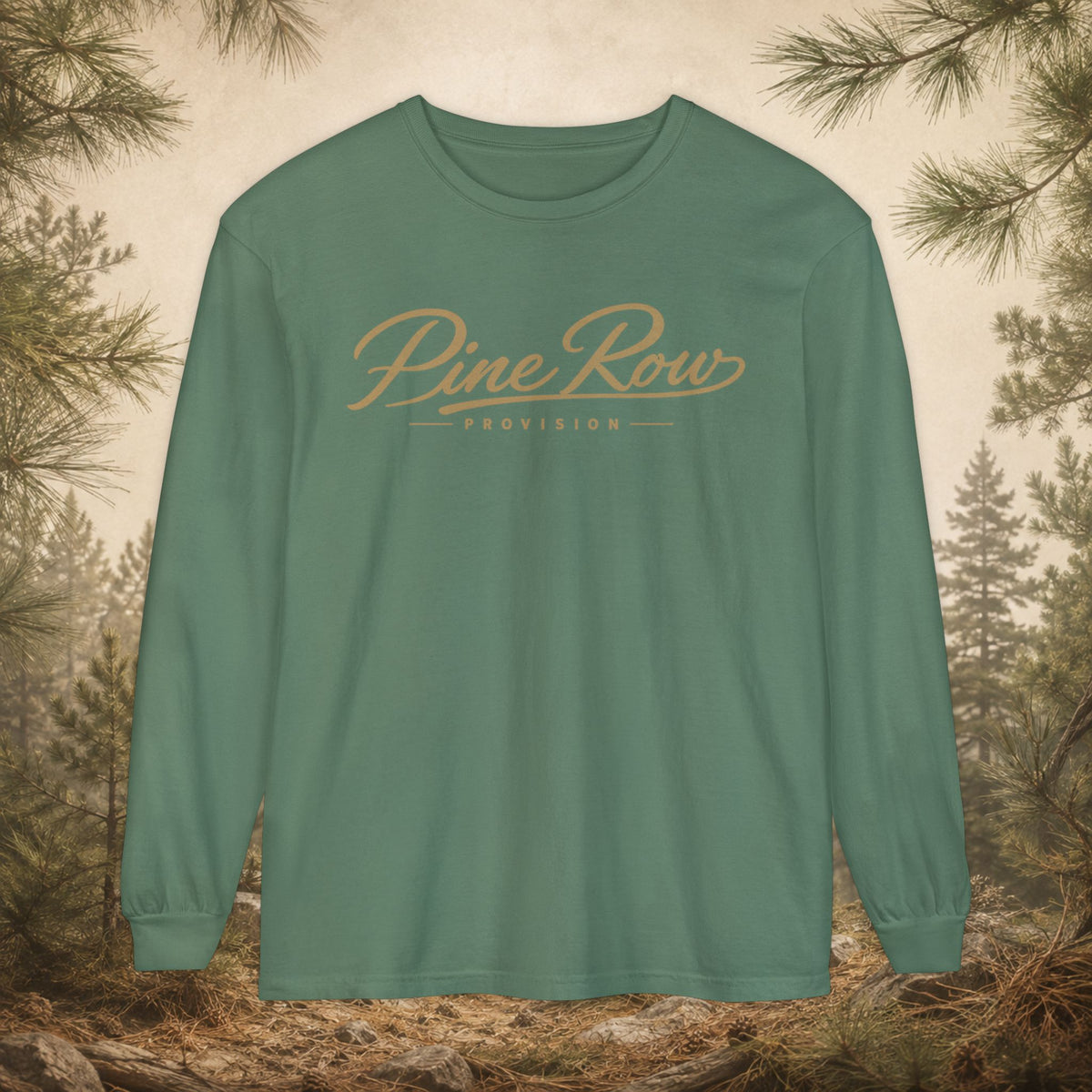 Pine Row Script Marsh Tan Long Sleeve T-Shirt