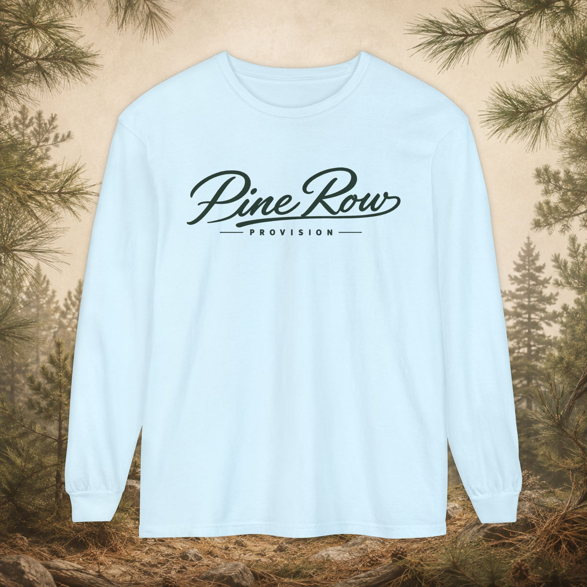 Pine Row Script Pine Green Long Sleeve T-Shirt