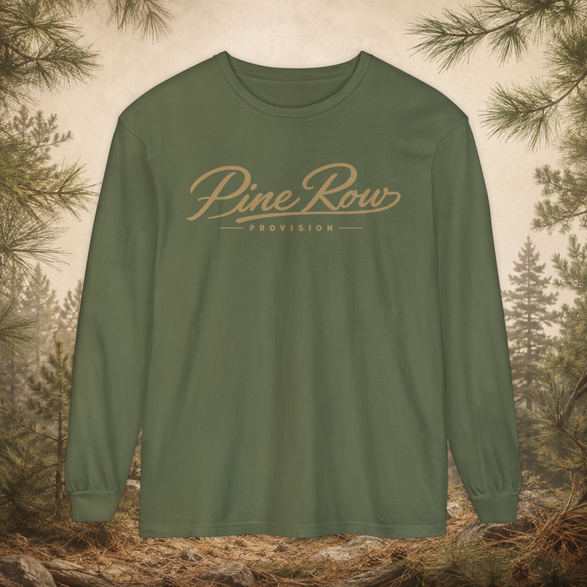 Pine Row Script Marsh Tan Long Sleeve T-Shirt