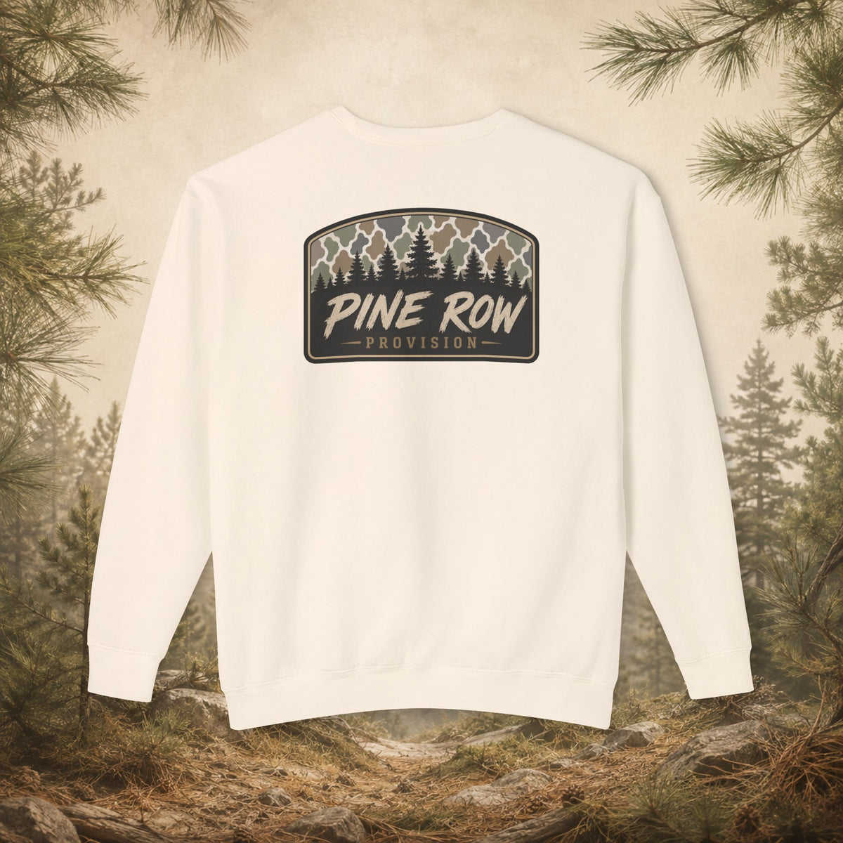 Pine Row Vintage Camo Arched Shield Crewneck Sweatshirt
