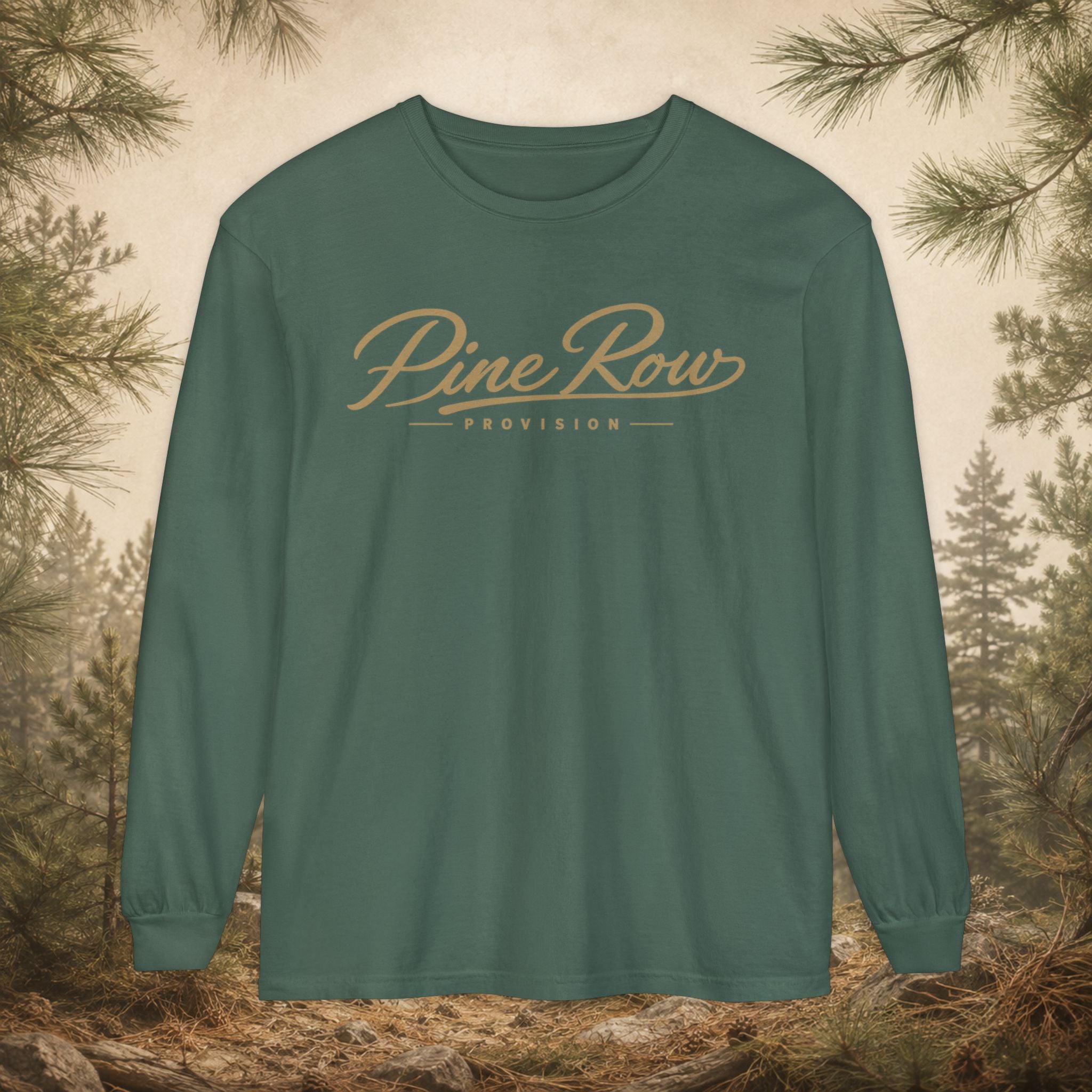 Pine Row Script Marsh Tan Long Sleeve T-Shirt