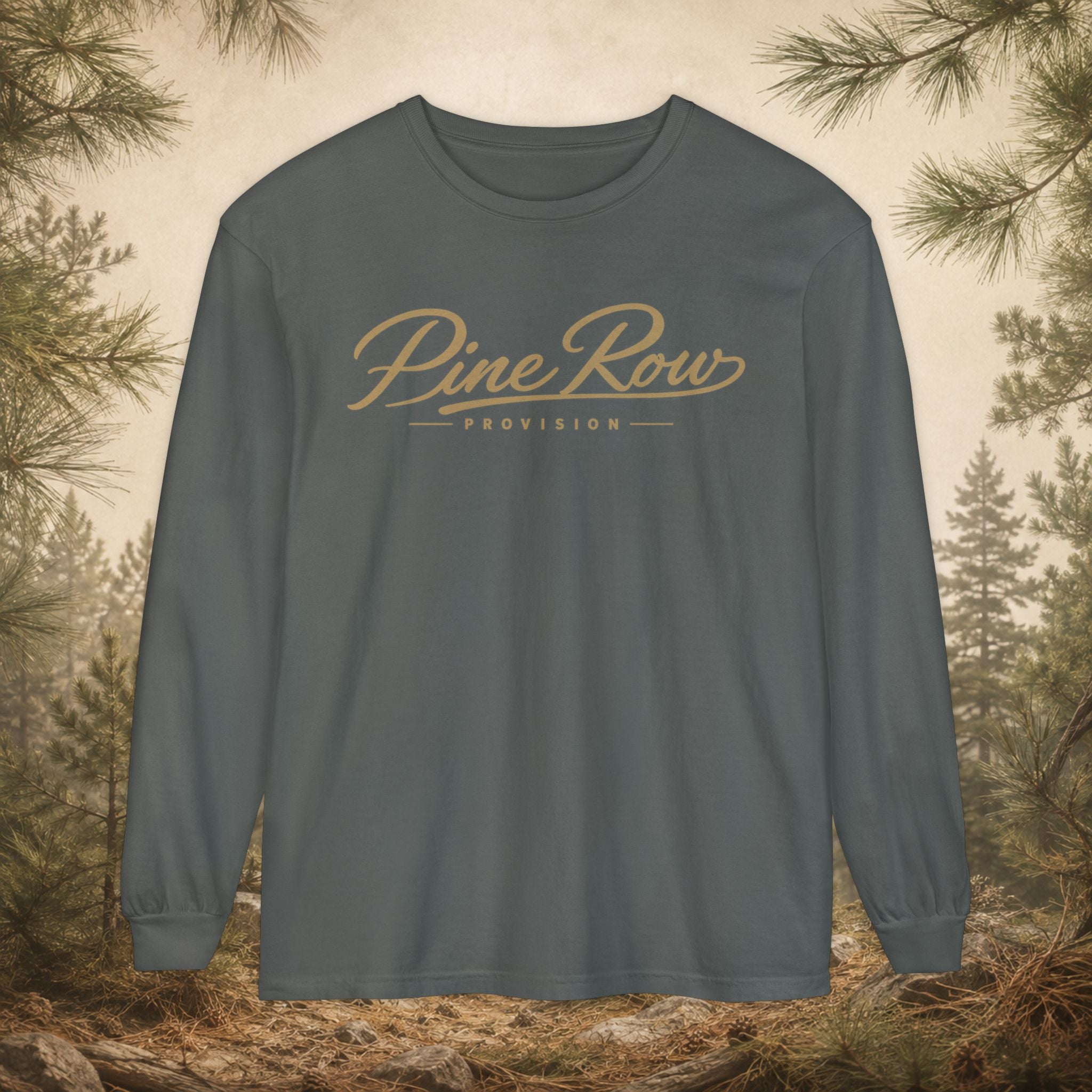 Pine Row Script Marsh Tan Long Sleeve T-Shirt