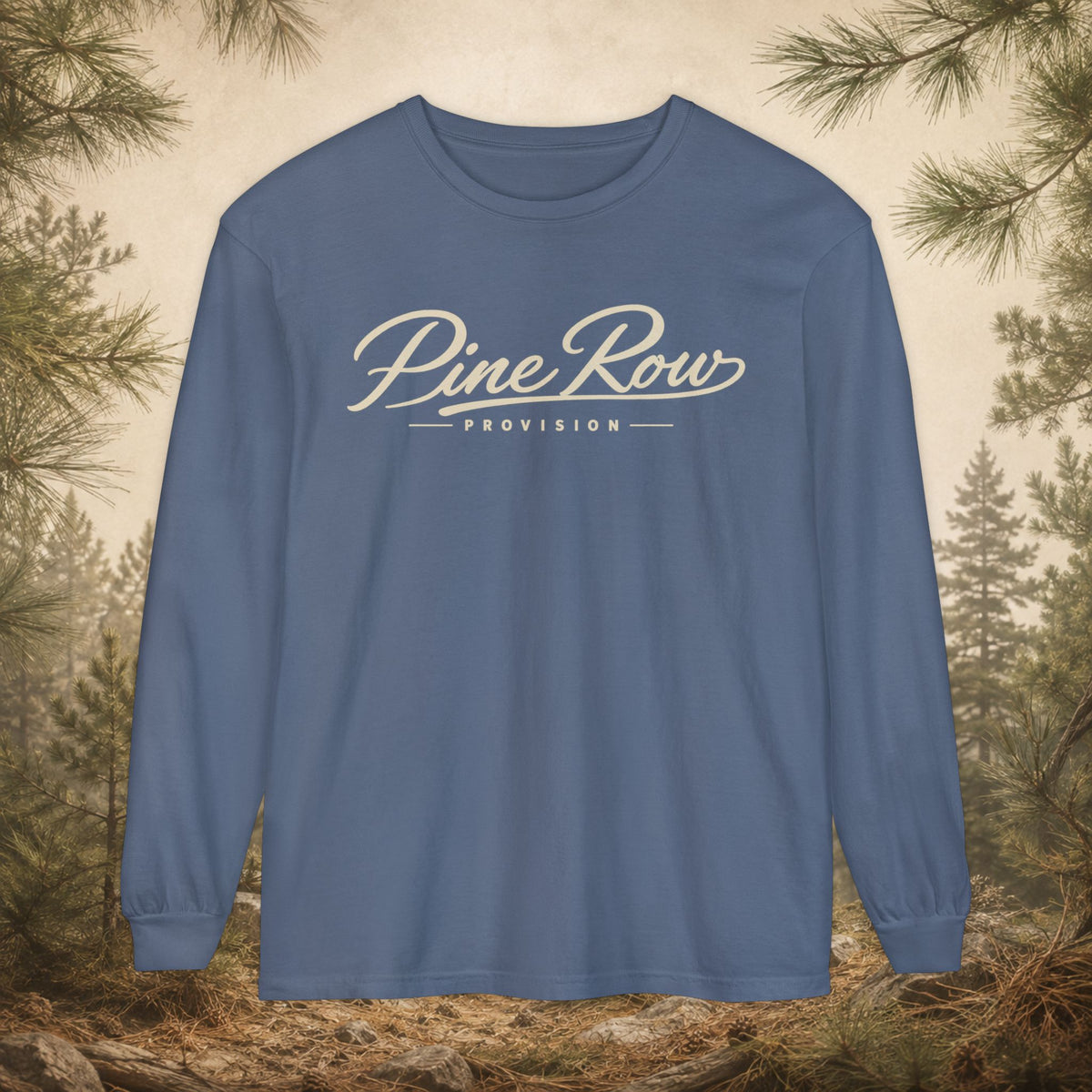 Pine Row Script Cream Long Sleeve T-Shirt