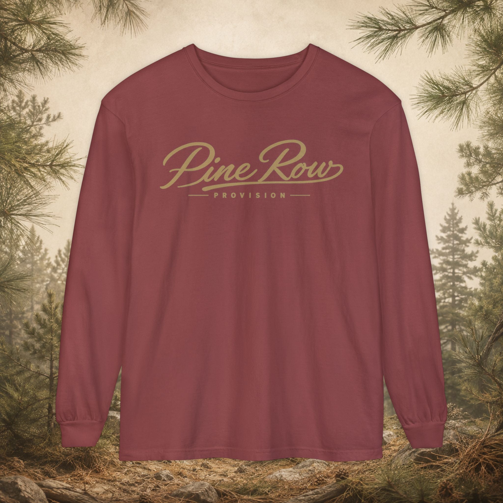 Pine Row Script Marsh Tan Long Sleeve T-Shirt