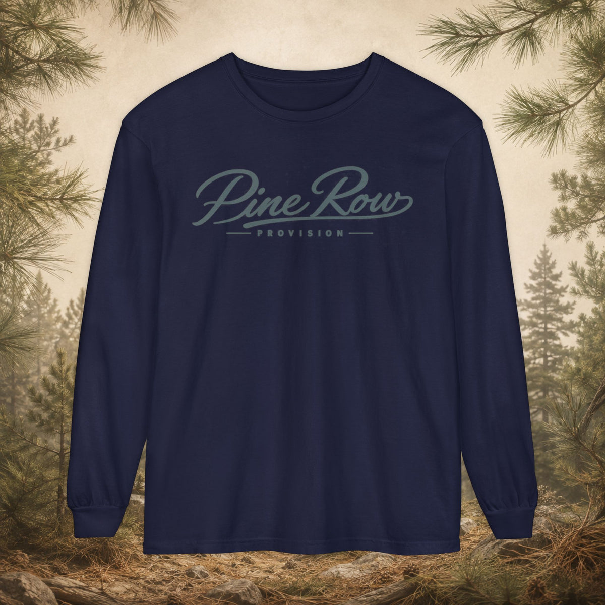 Pine Row Script Storm Blue Long Sleeve T-Shirt