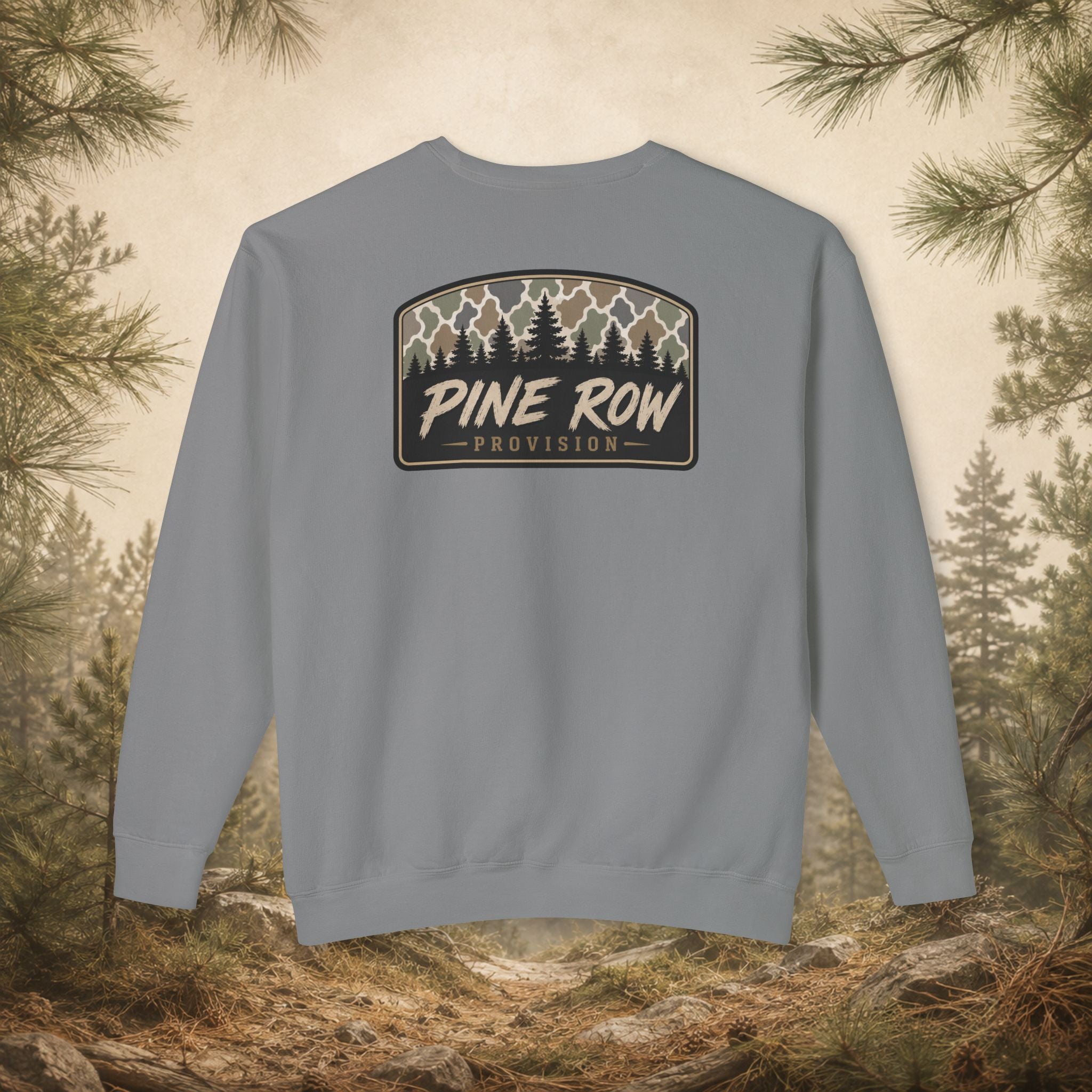 Pine Row Vintage Camo Arched Shield Crewneck Sweatshirt