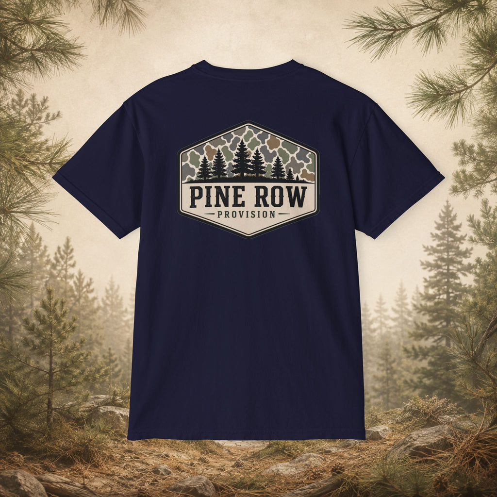 Pine Row Vintage Camo Logo Shield Pocket T-Shirt