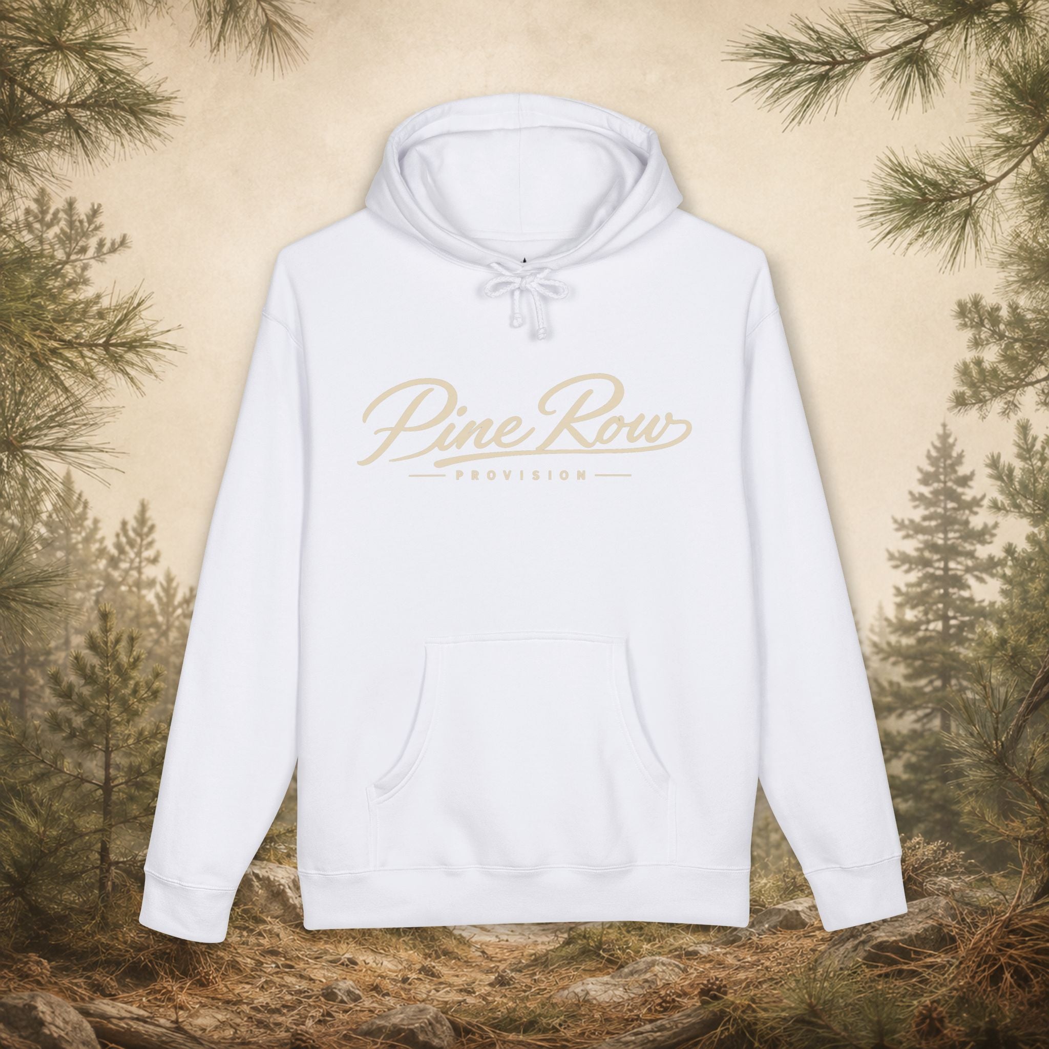 Pine Row Script Cream Hoodie