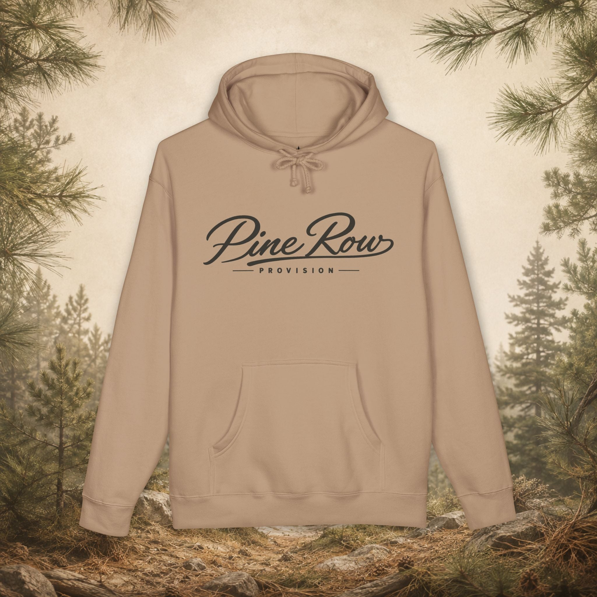 Pine Row Script Charcoal Hoodie