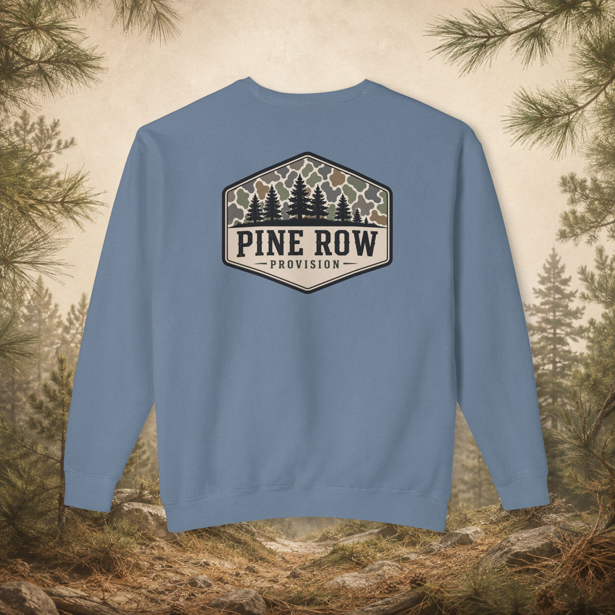 Pine Row Vintage Camo Logo Shield Crewneck Sweatshirt