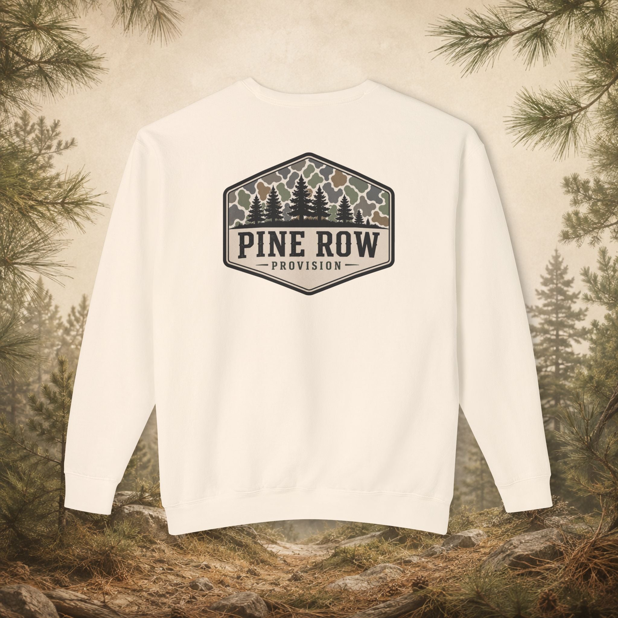 Pine Row Vintage Camo Logo Shield Crewneck Sweatshirt
