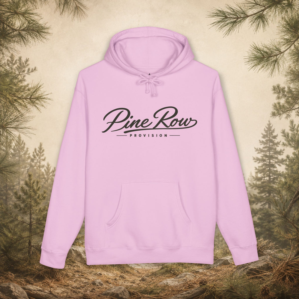 Pine Row Script Charcoal Hoodie