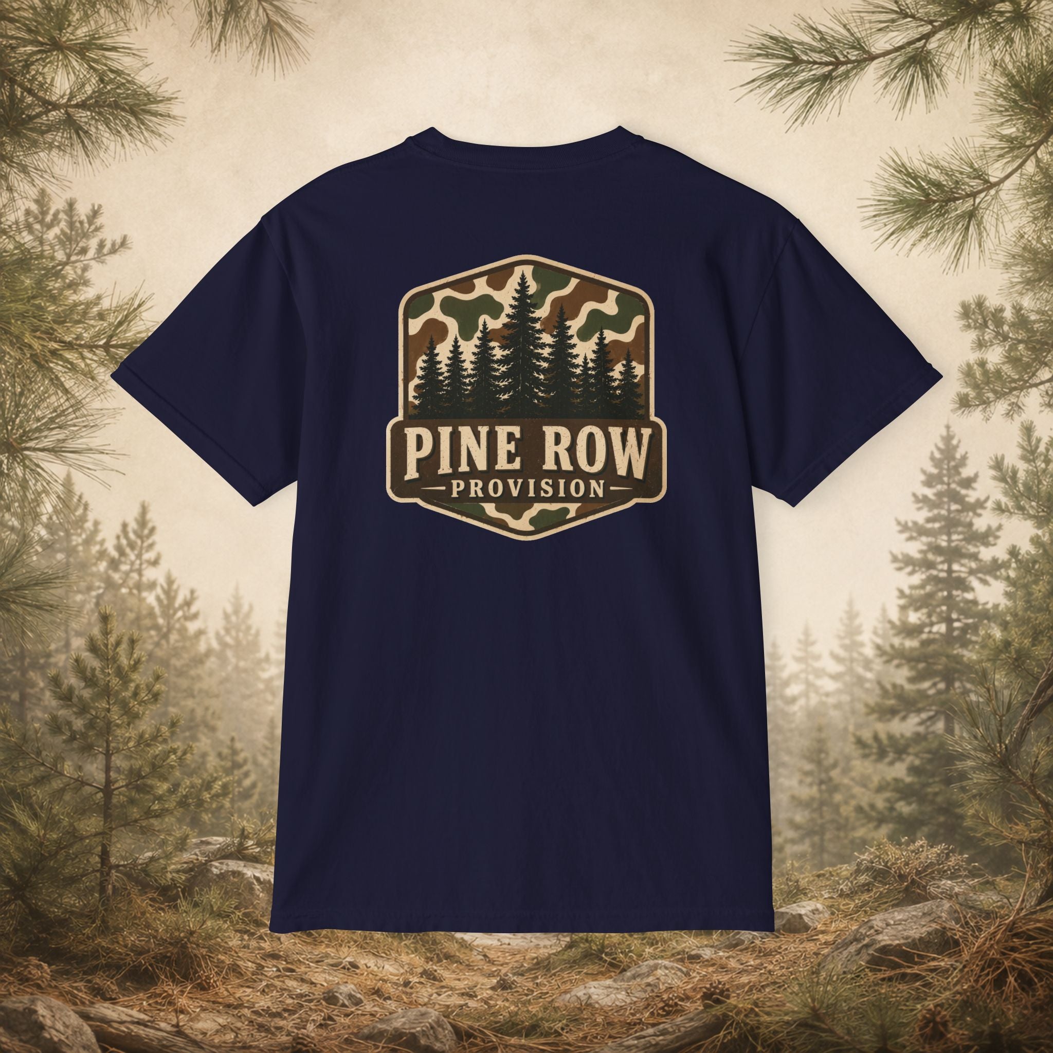 Pine Row Vintage Camo Logo Pocket T-Shirt