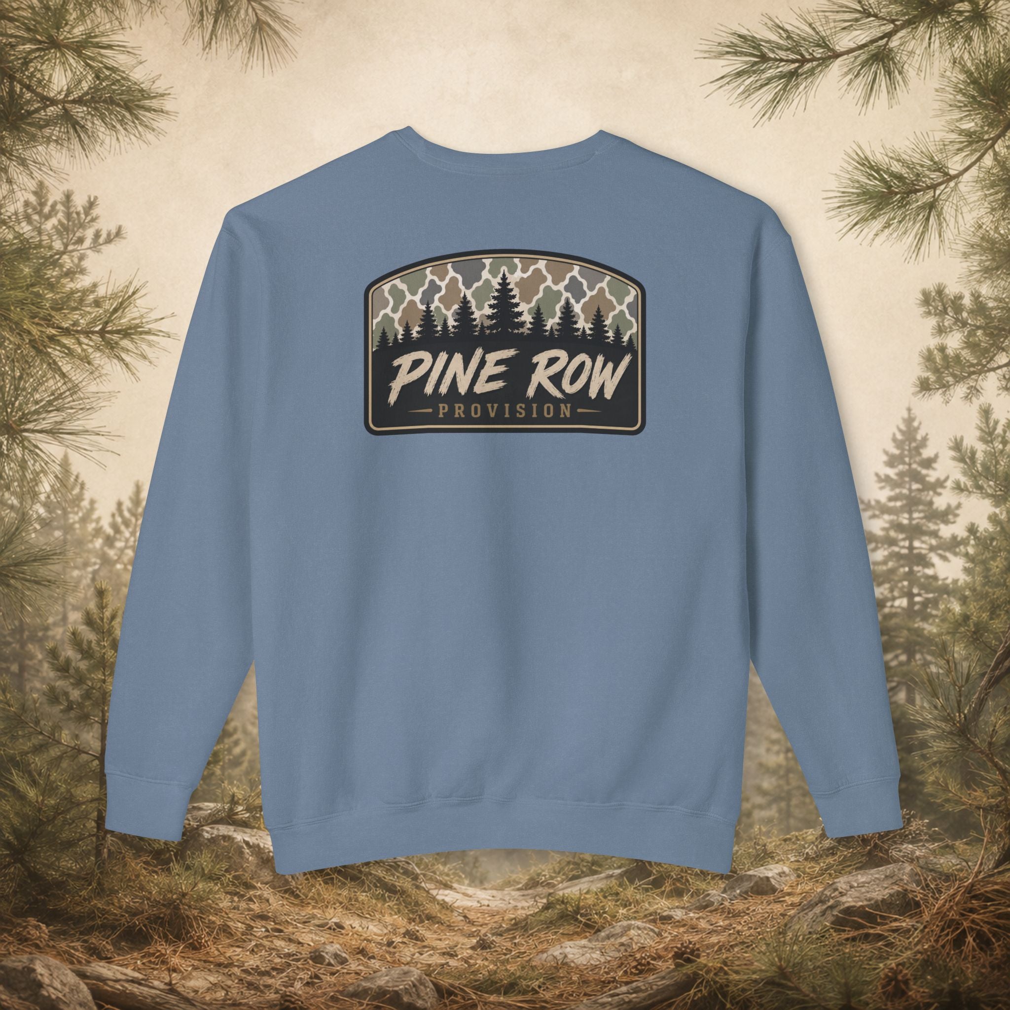 Pine Row Vintage Camo Arched Shield Crewneck Sweatshirt