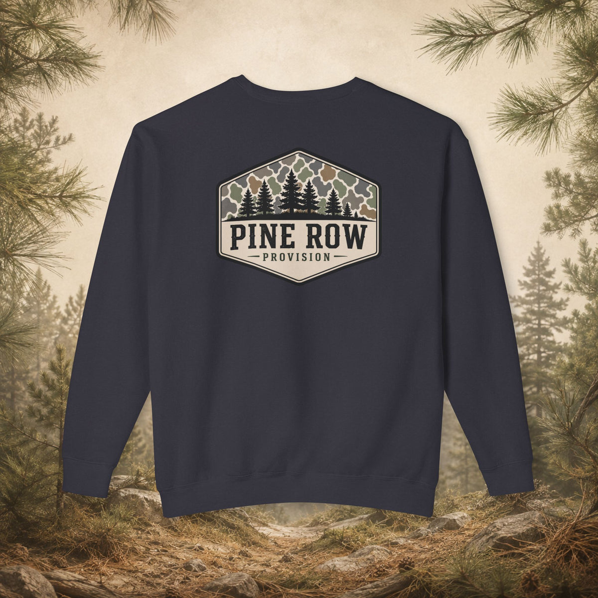 Pine Row Vintage Camo Logo Shield Crewneck Sweatshirt