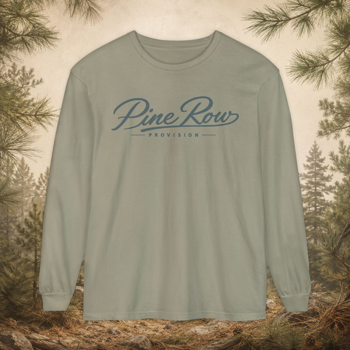 Pine Row Script Storm Blue Long Sleeve T-Shirt