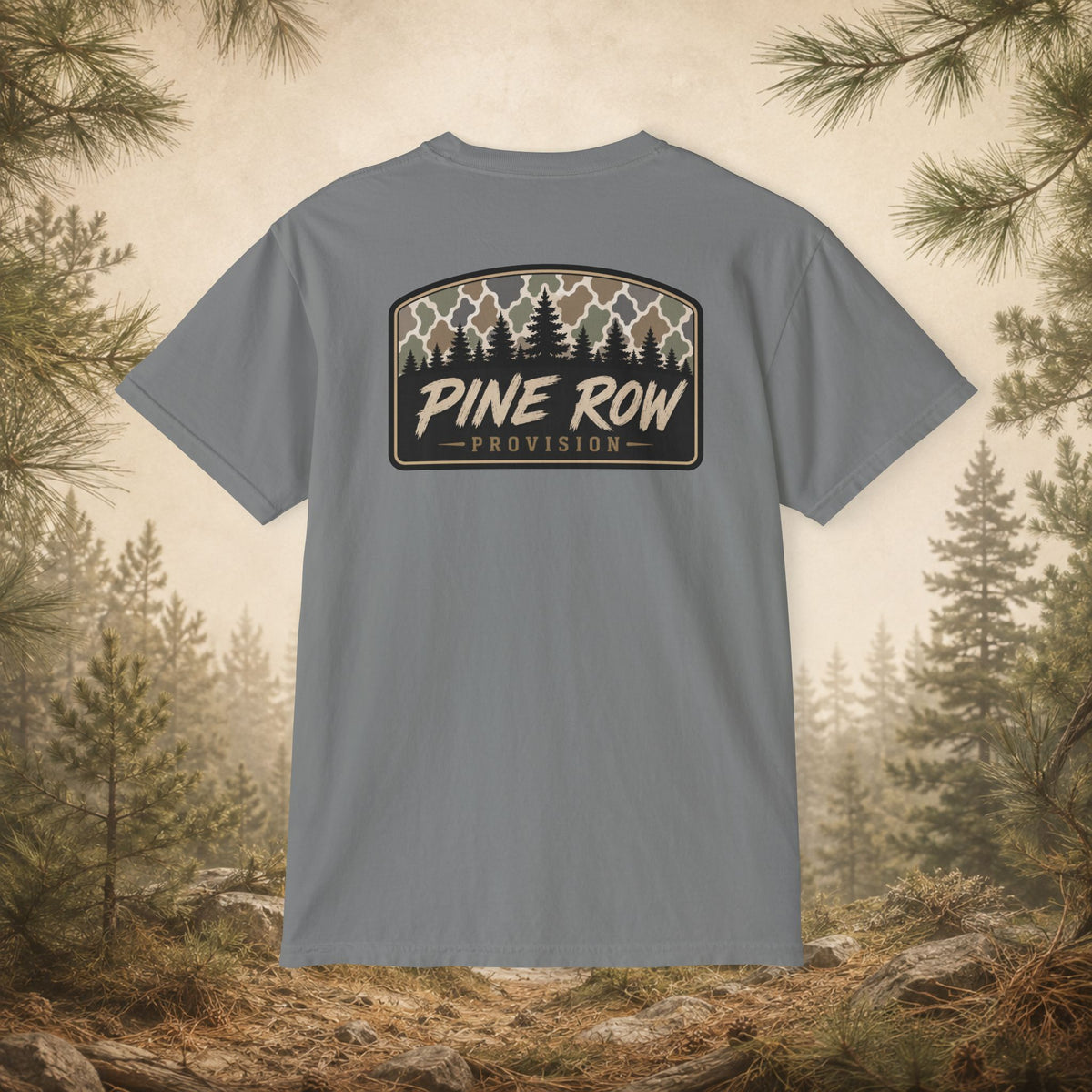 Pine Row Vintage Camo Arched Shield Pocket T-Shirt