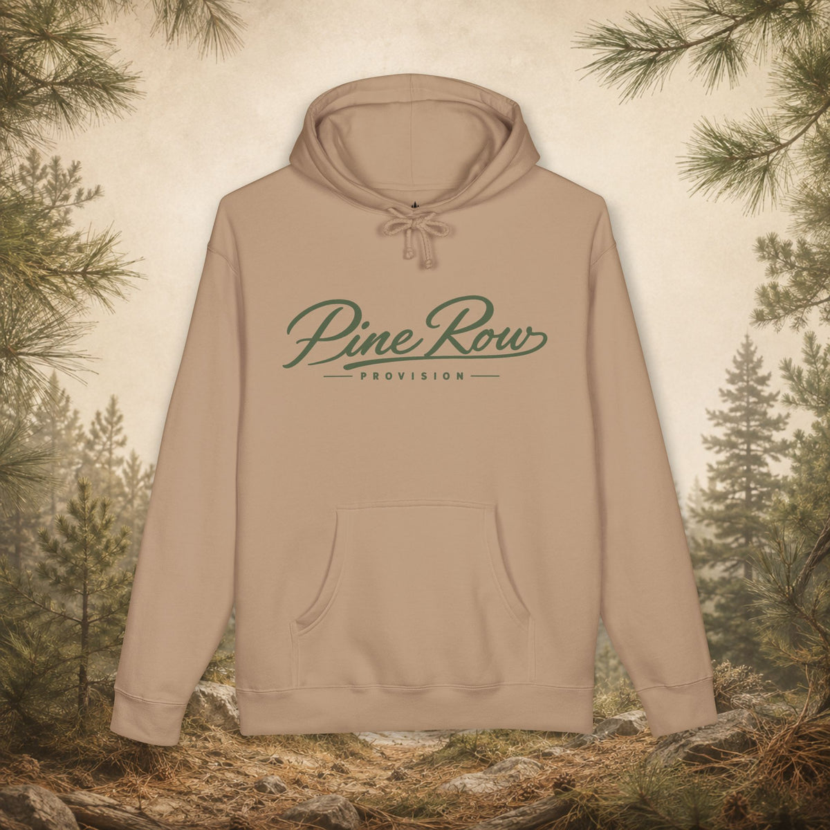 Pine Row Script Olive Green Hoodie