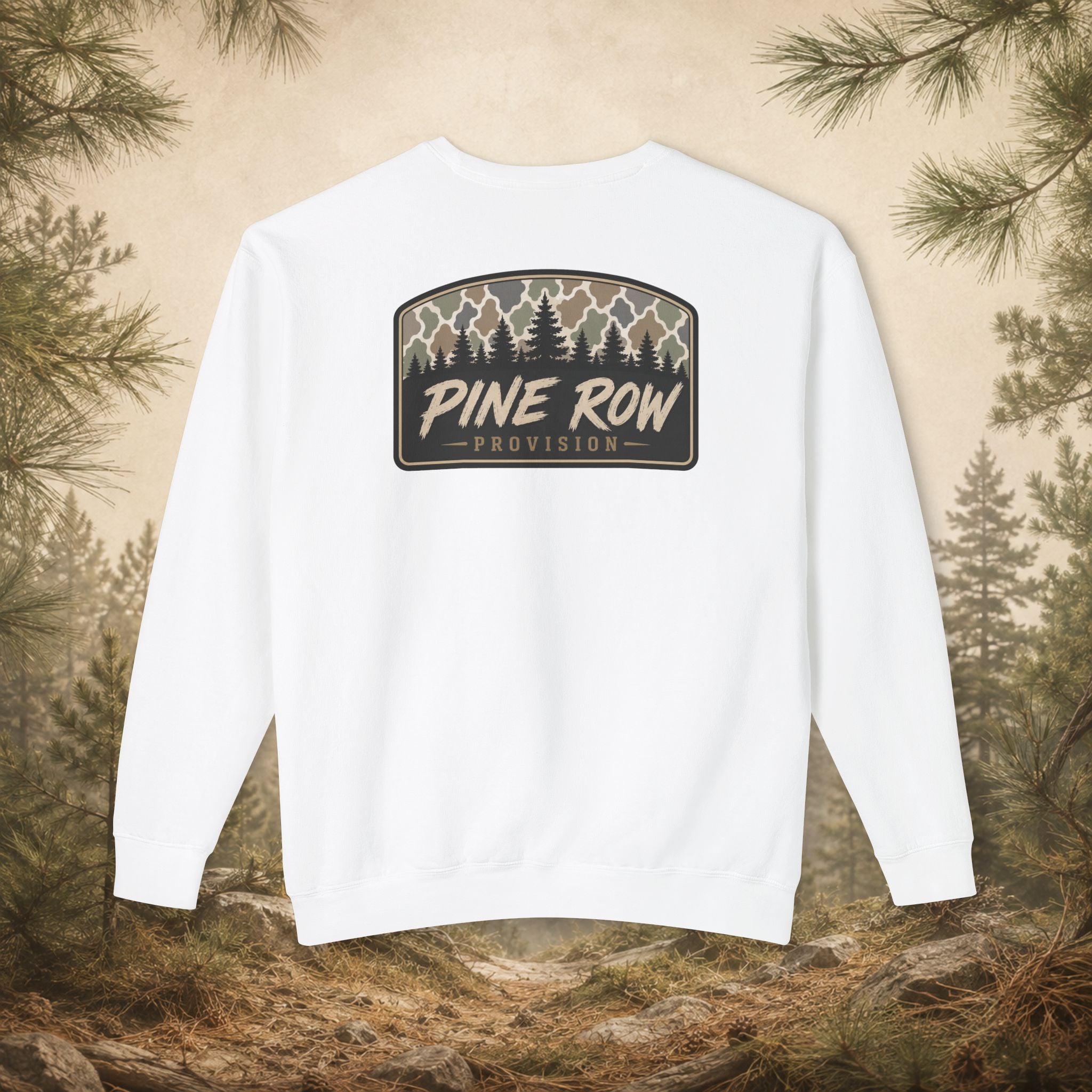 Pine Row Vintage Camo Arched Shield Crewneck Sweatshirt